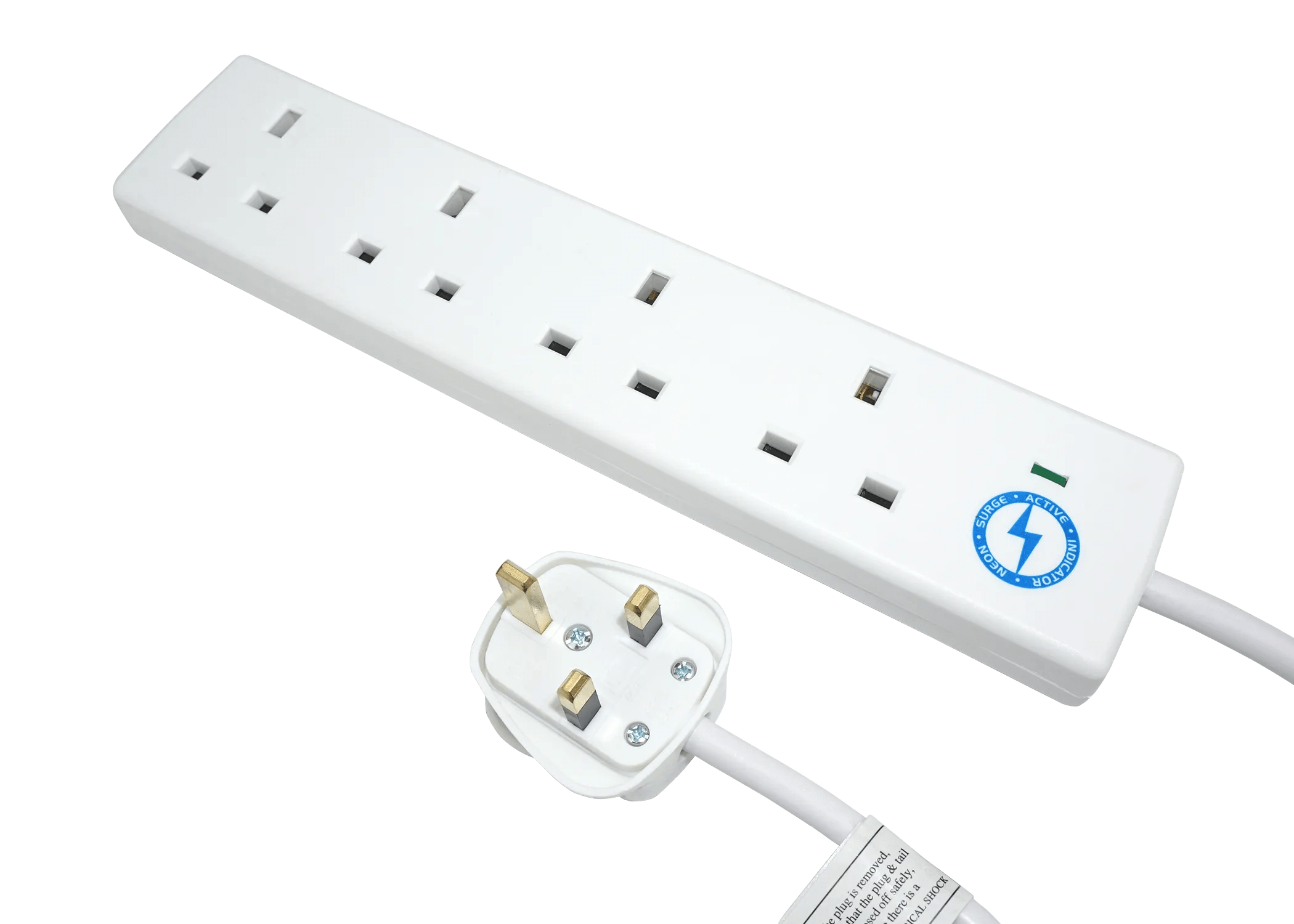 4 Gang 2m White Surge Protector